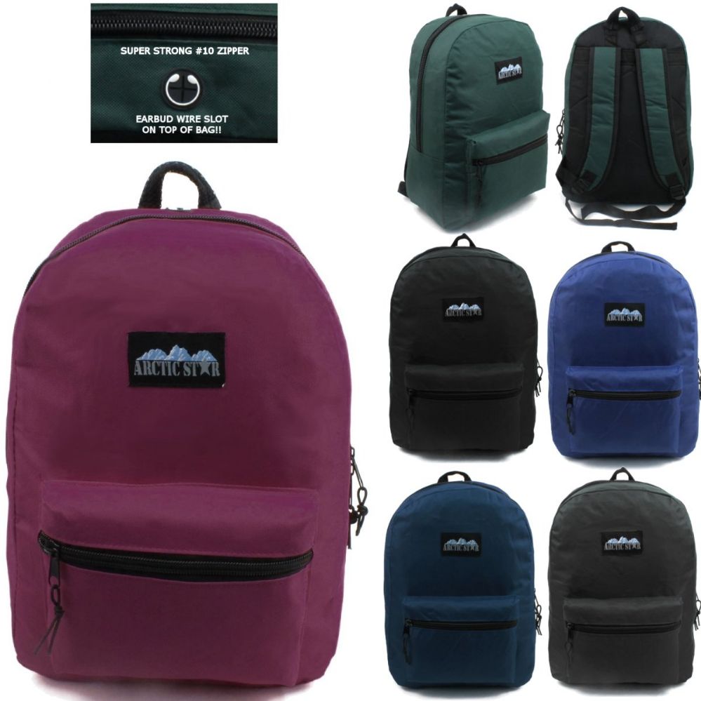 Bulk Case of 24 Daypacks 17 Inch Wholesale Ultra Lightweight Foldable Backpack in 6 Assorted Colors