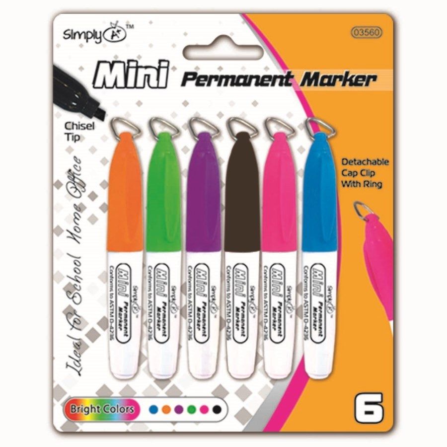 144 of Six Piece Mini Permanent Markers With Clip at